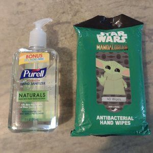 NEW Lot of 2 Mandalorian hand wipes and plant-based hand sanitizer - Ships fast!